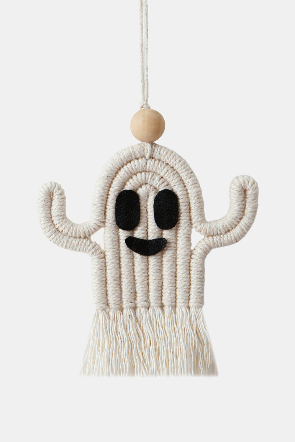 Wood Bead Fringe Ghost Shape Macrame Key Chain - AllIn Computer