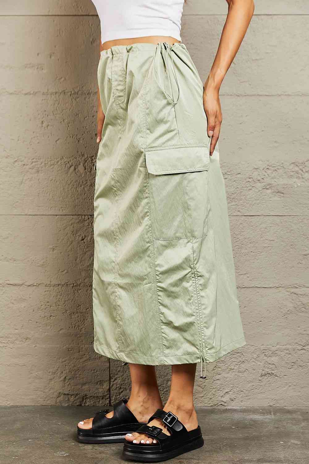 HYFVE Just In Time High Waisted Cargo Midi Skirt - AllIn Computer