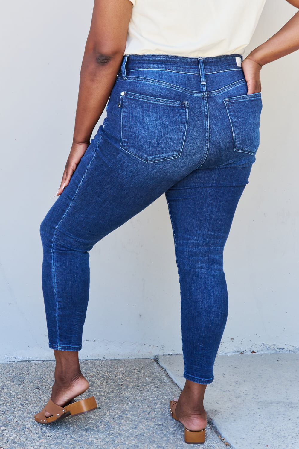 Judy Blue Marie Full Size Mid Rise Crinkle Ankle Detail Skinny Jeans - AllIn Computer