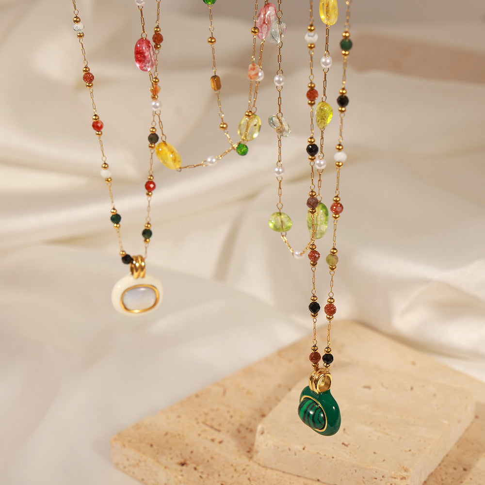 Titanium Steel Gold-plated Bead Necklace - AllIn Computer