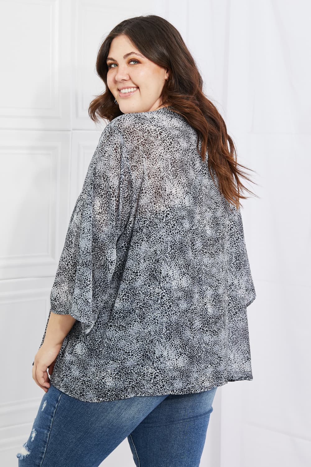 Melody Full Size Snake Print Chiffon Kimono - AllIn Computer