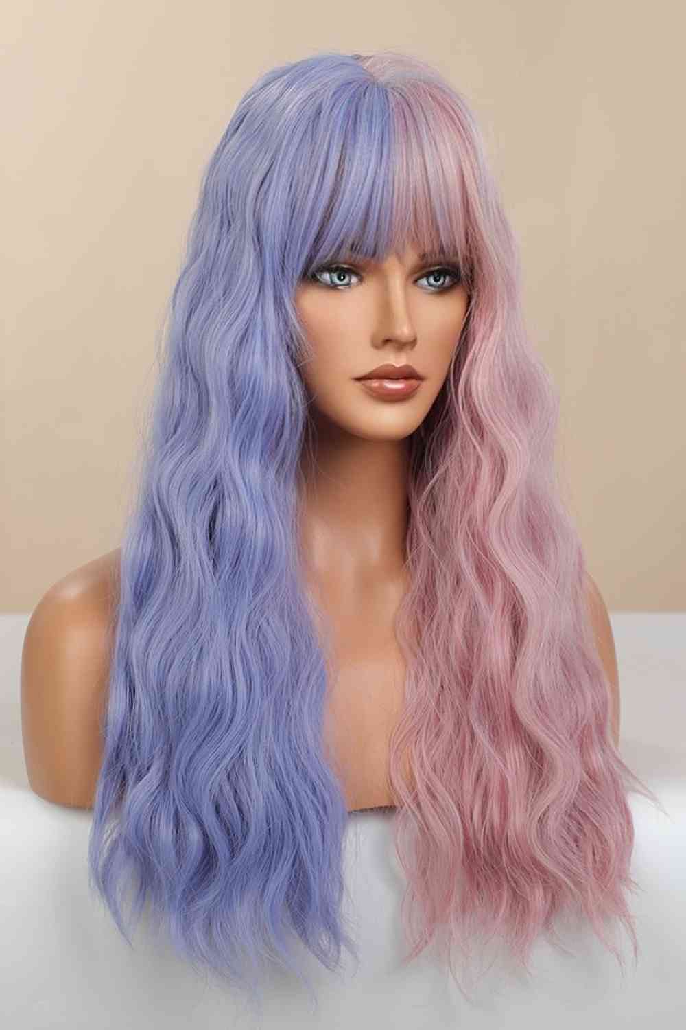 13*1" Full-Machine Wigs Synthetic Long Wave 26" in Blue/Pink Split Dye - AllIn Computer