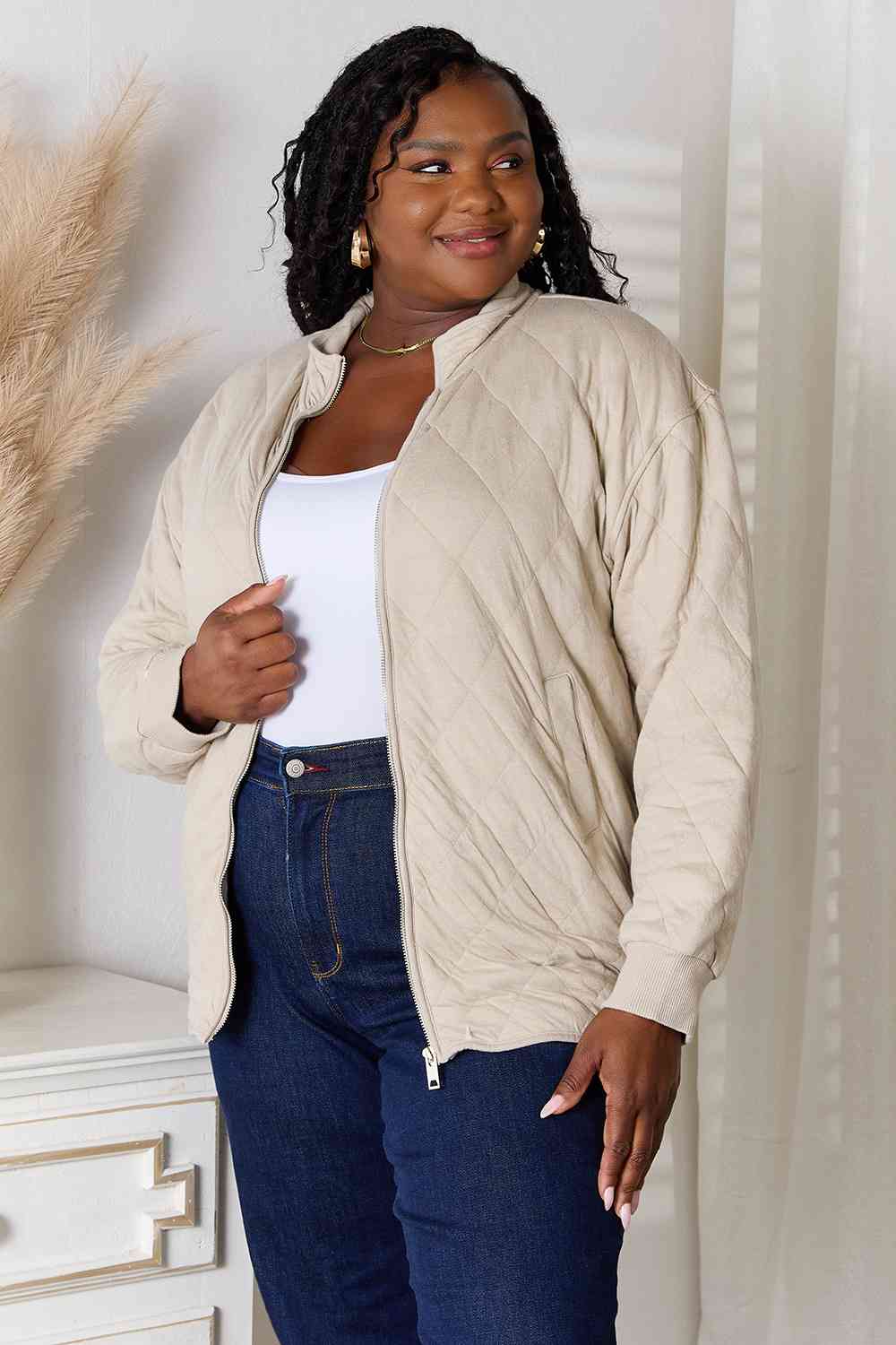 Heimish Full Size Zip-Up Jacket with Pockets - AllIn Computer