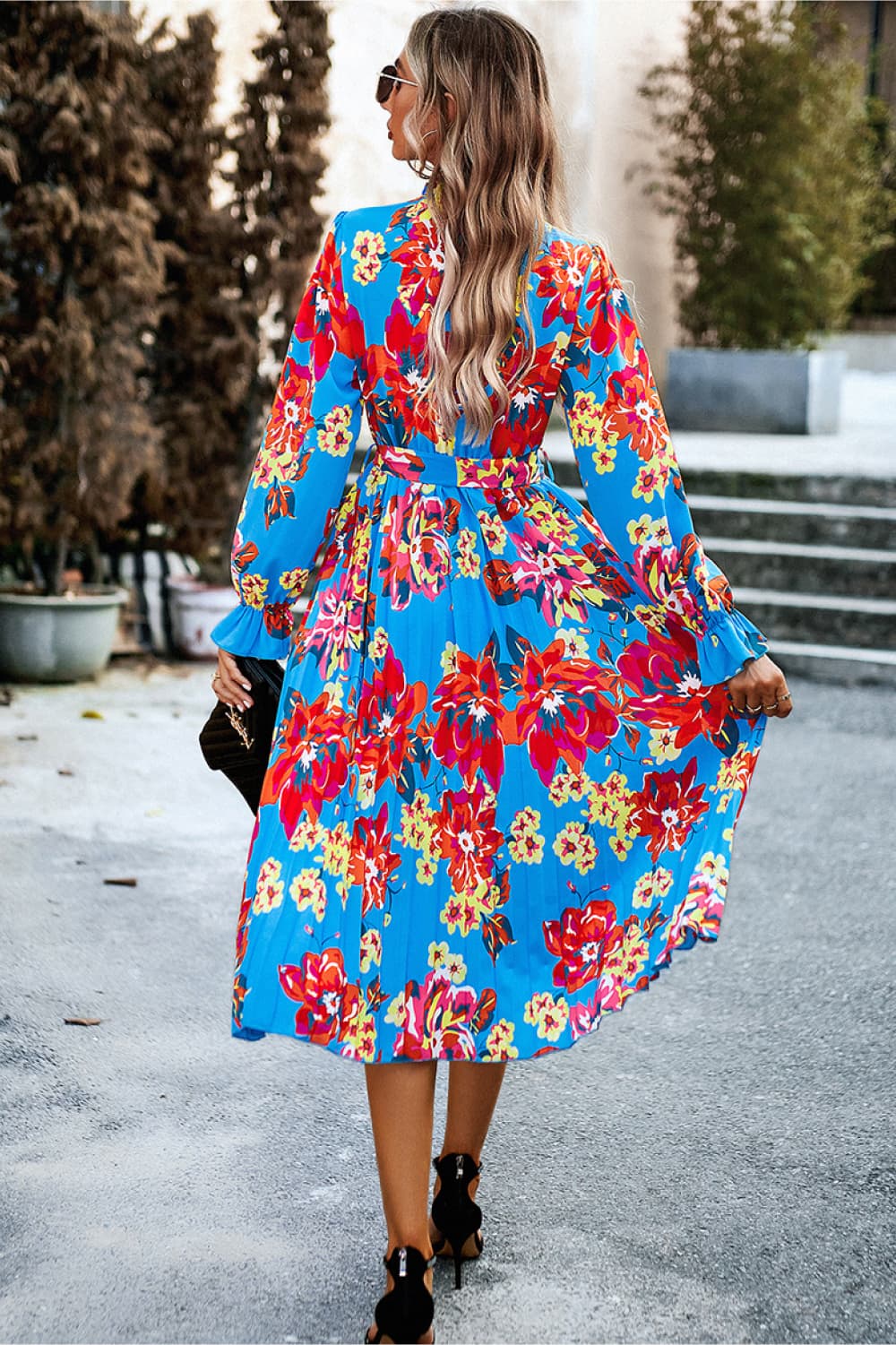 Ruffle Collar Flounce Sleeve Dress - AllIn Computer