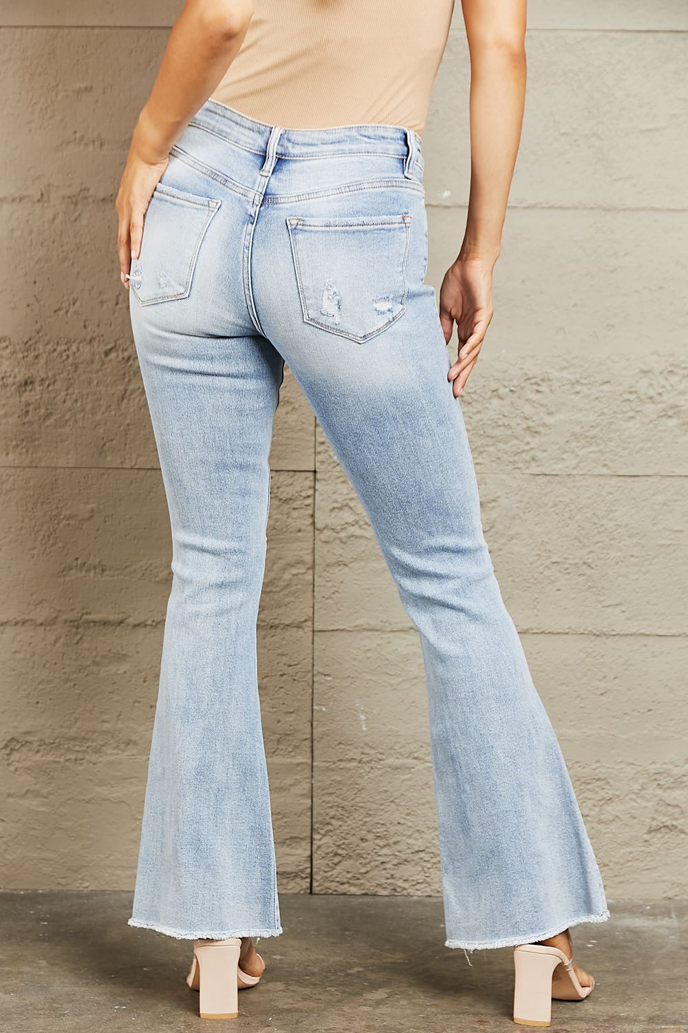 BAYEAS Mid Rise Distressed Flare Jeans - AllIn Computer
