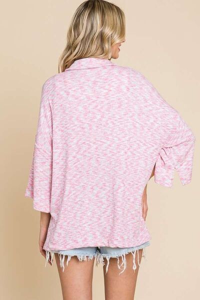 Culture Code Button Up Drop Shoulder Slit Shirt - AllIn Computer
