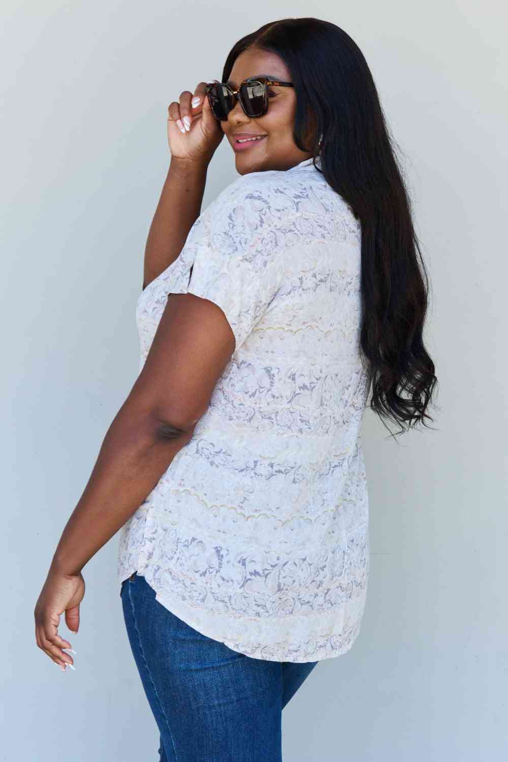 ODDI Full Size Floral Paisley Print Twist Tunic Top - AllIn Computer