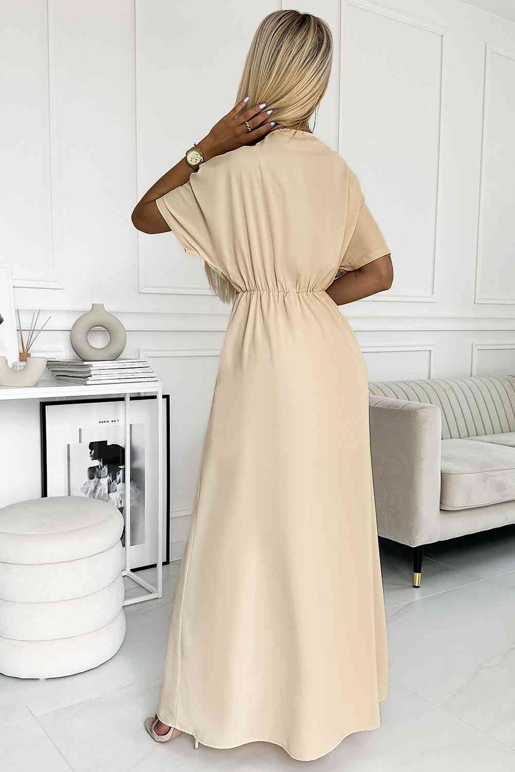 Surplice Neck Slit Maxi Dress - AllIn Computer