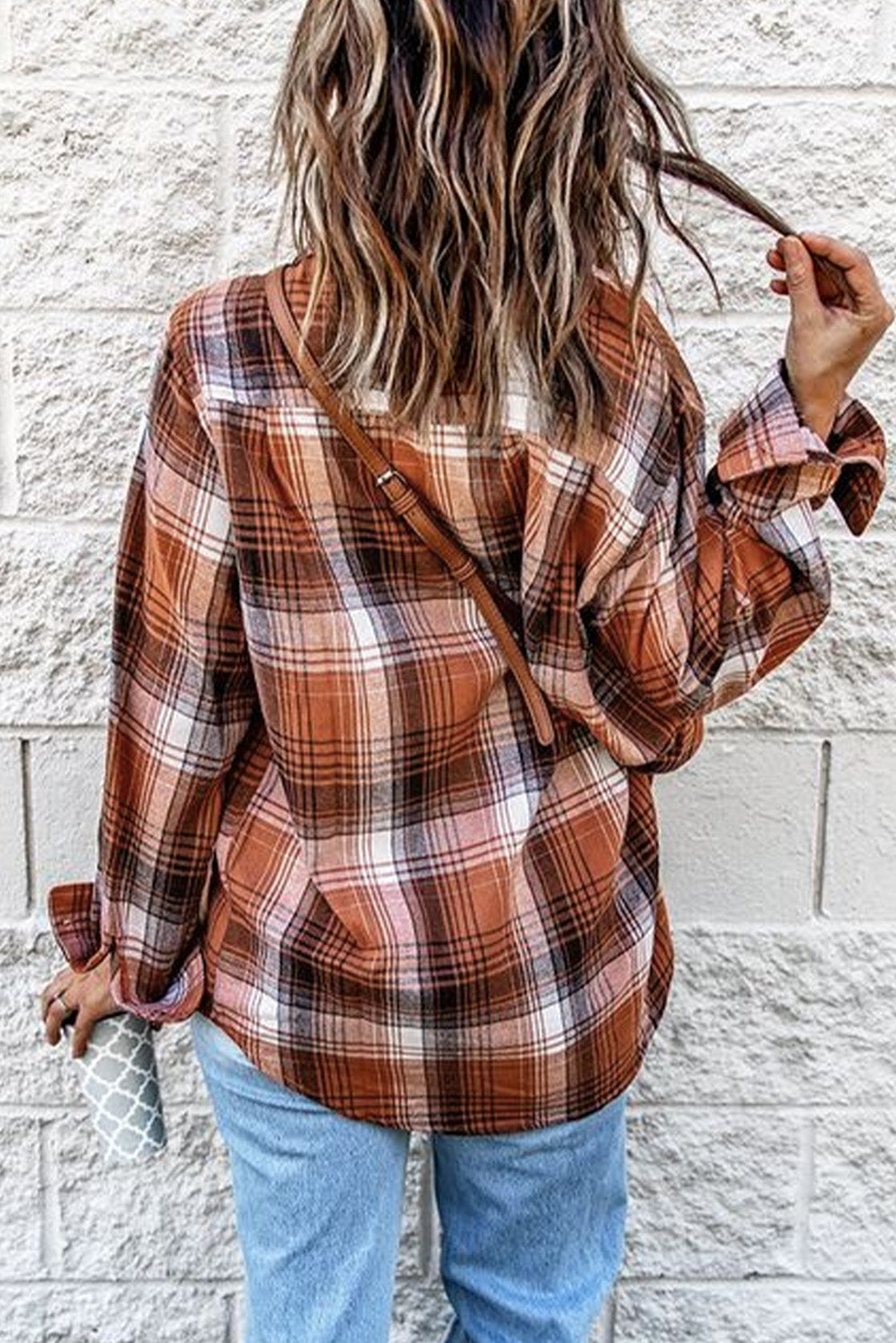Collared Neck Long Sleeve Plaid Shirt - AllIn Computer