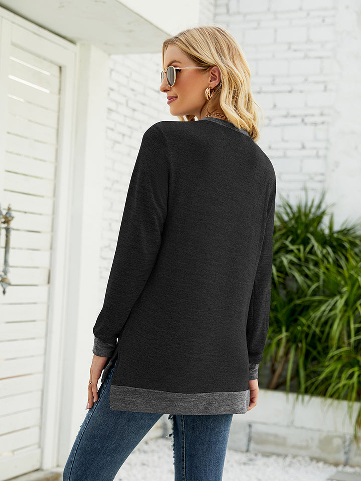 Round Neck Long Sleeve Blouse - AllIn Computer