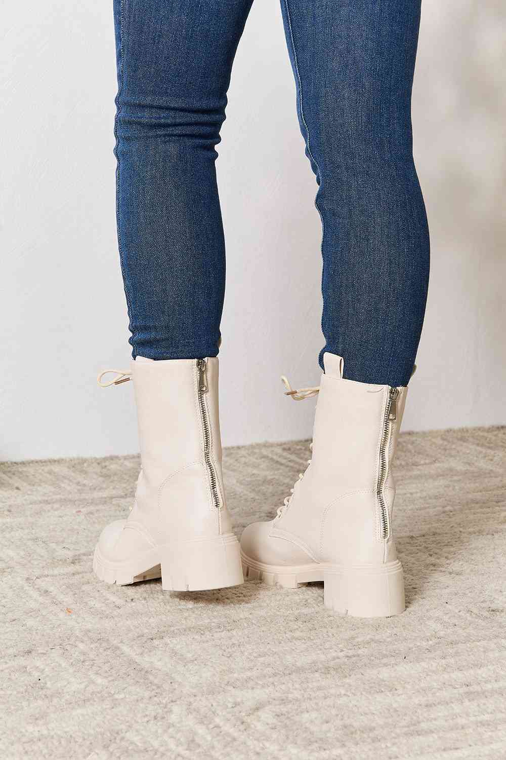East Lion Corp Zip Back Lace-up Front Combat Boots - AllIn Computer