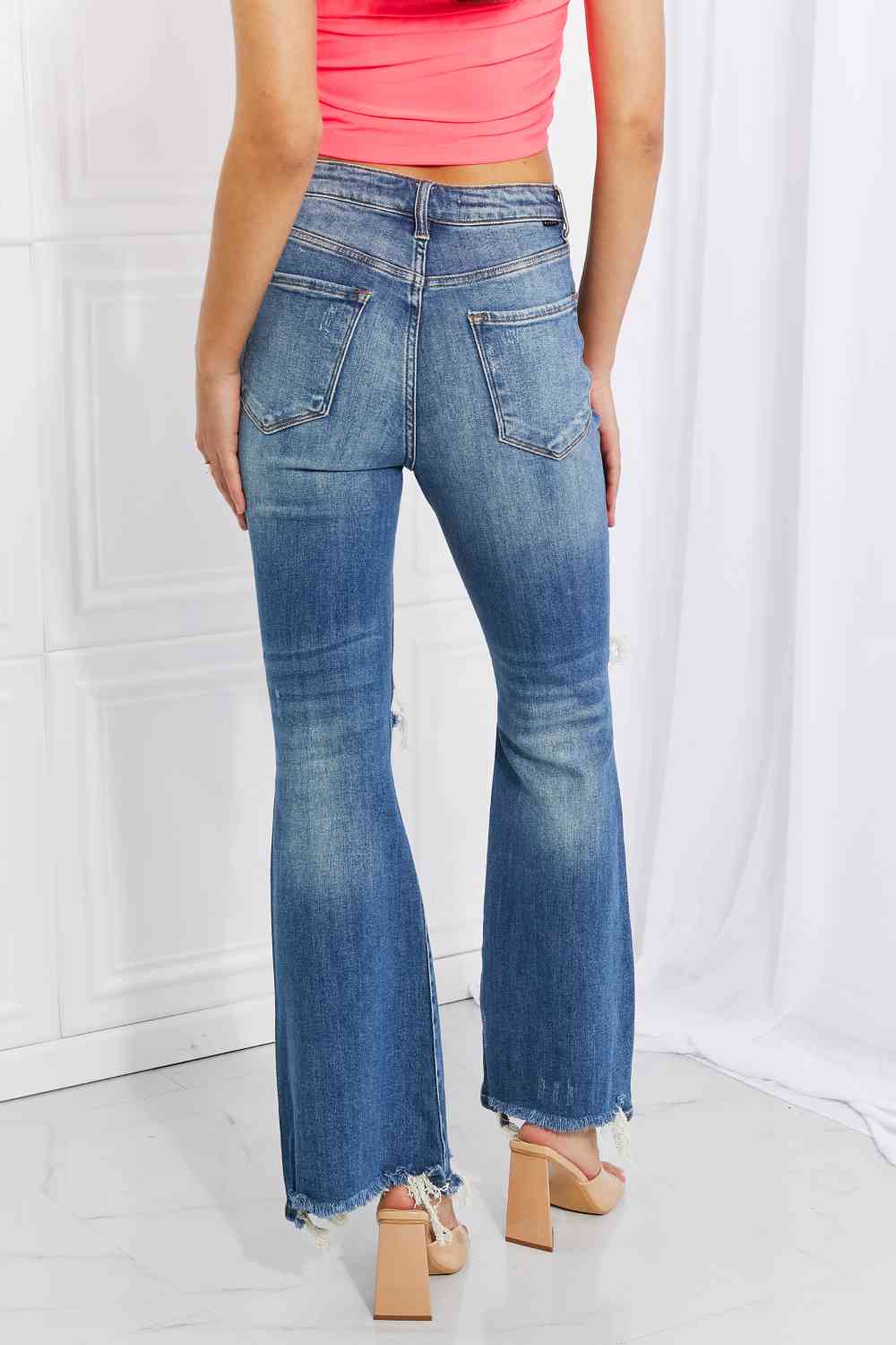 RISEN Full Size Hazel High Rise Distressed Flare Jeans - AllIn Computer