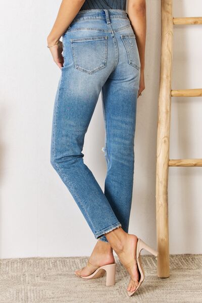 Kancan High Rise Distressed Slim Straight Jeans - AllIn Computer