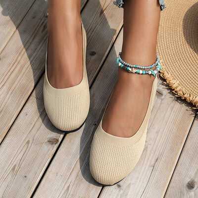 Round Toe Knit Ballet Flats - AllIn Computer