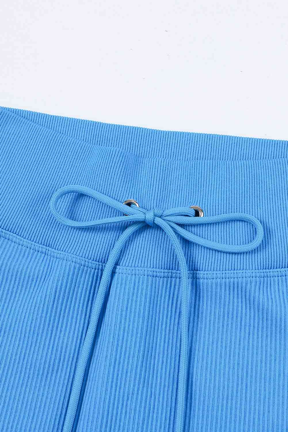 Drawstring Ribbed Sports Shorts - AllIn Computer