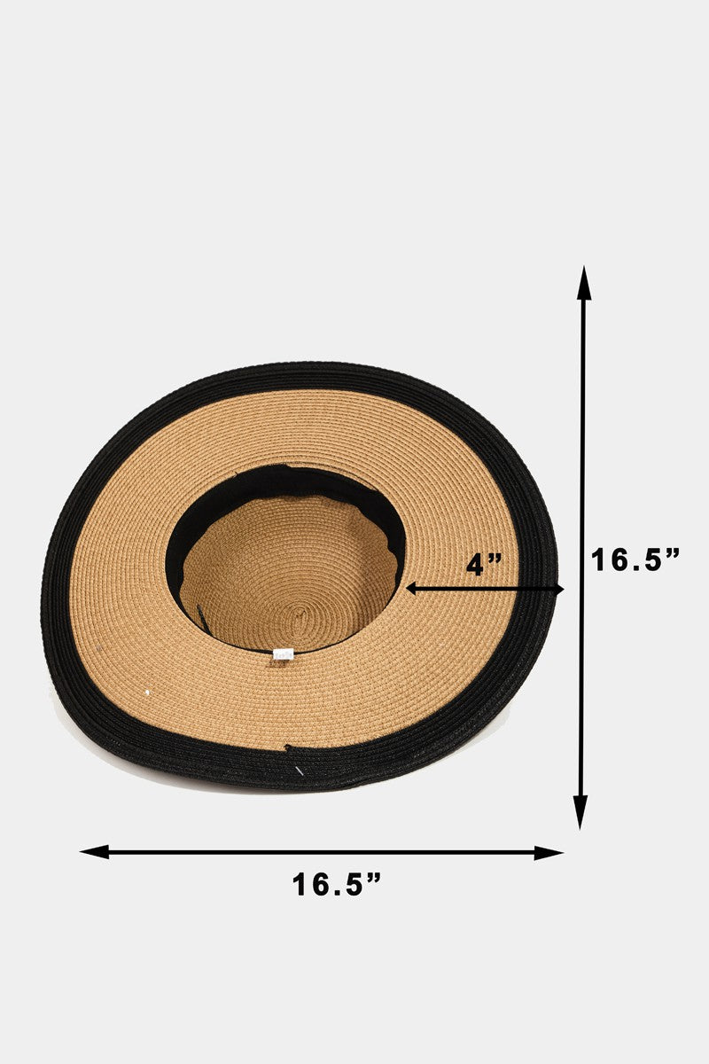 Fame Chain Black Trim Straw Hat - AllIn Computer