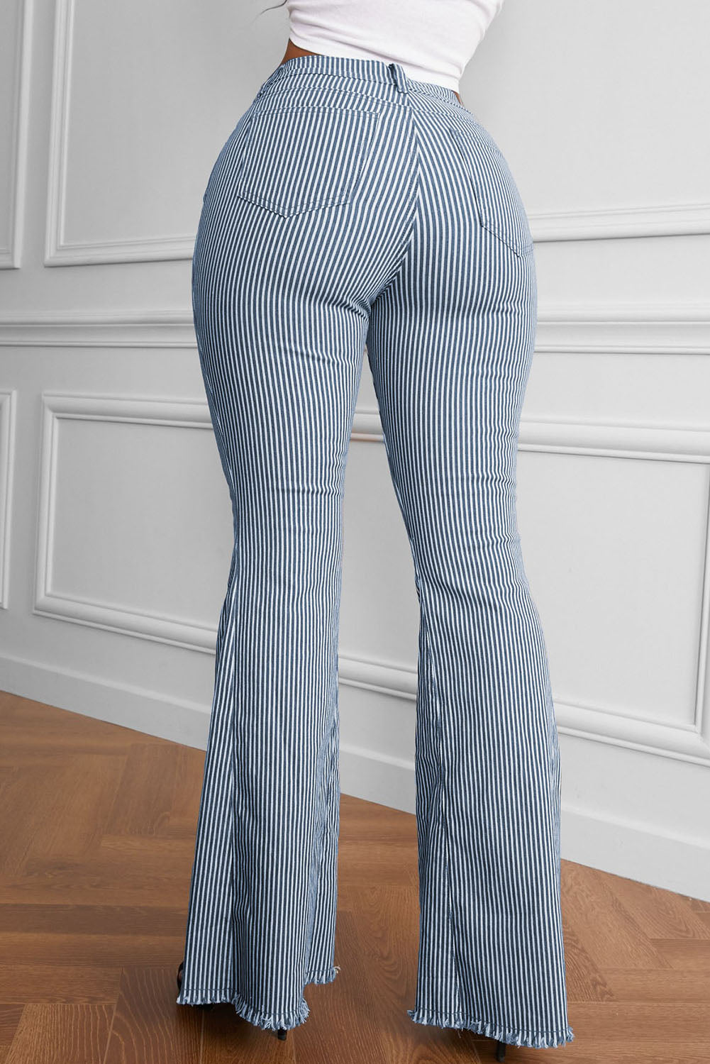 Striped Fringe Detail Flare Pants - AllIn Computer