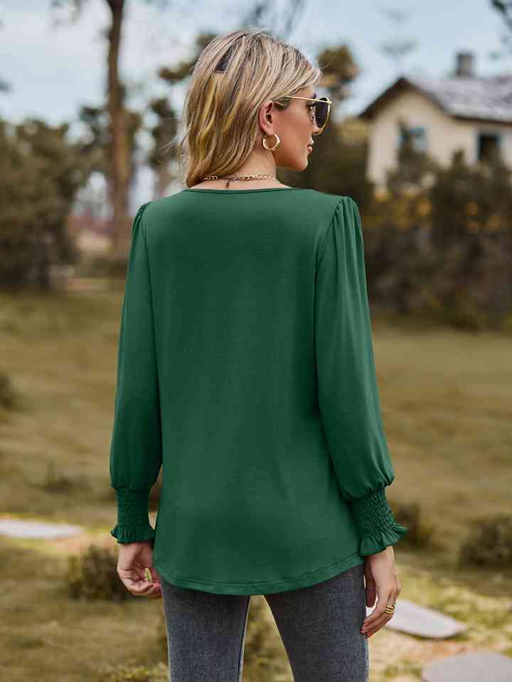 Puff Sleeve Pleated Blouse - AllIn Computer
