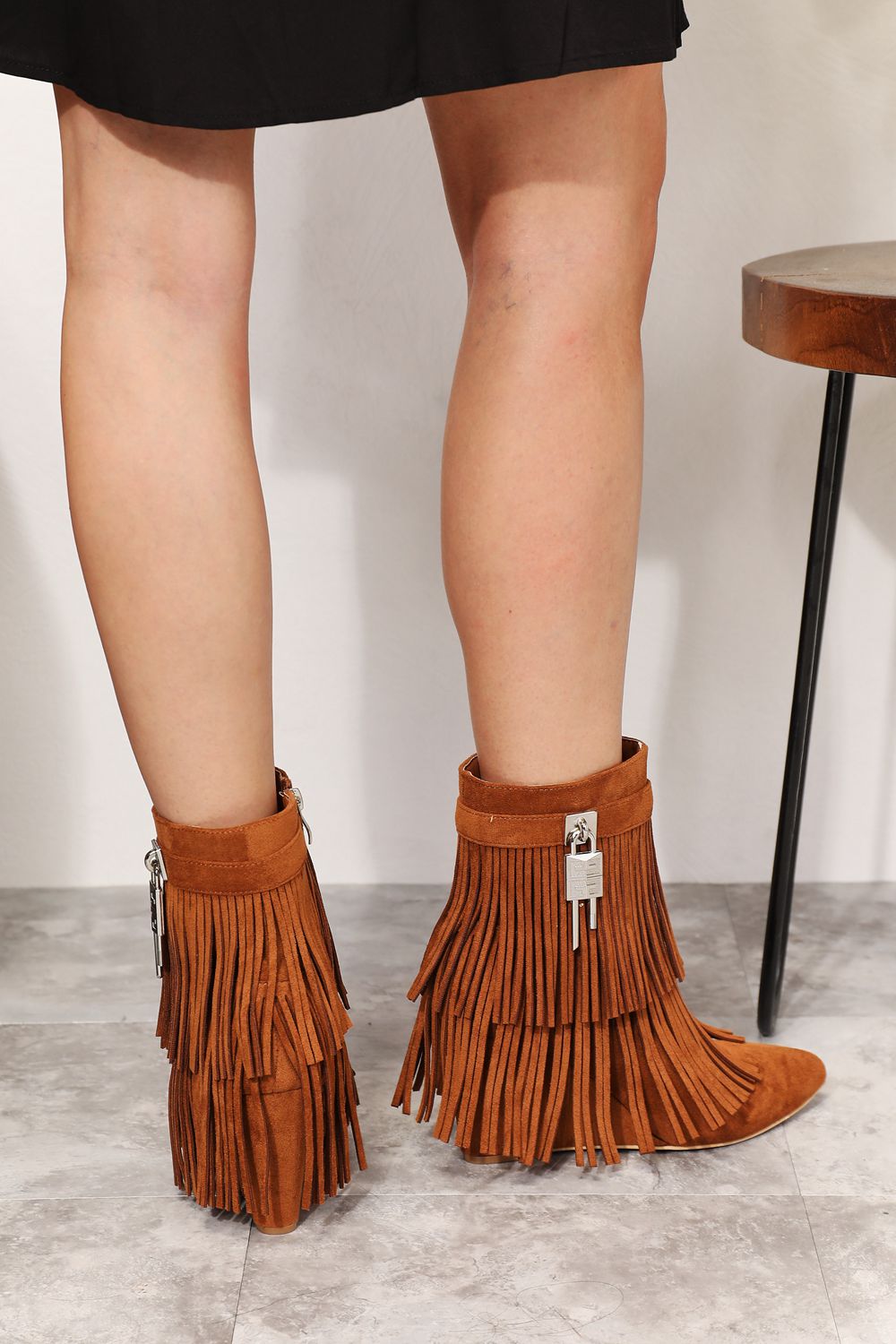 Legend Women's Tassel Wedge Heel Ankle Booties - AllIn Computer
