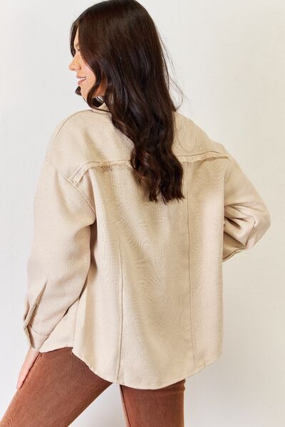 HYFVE Texture Button Down Fray Detail Shacket - AllIn Computer