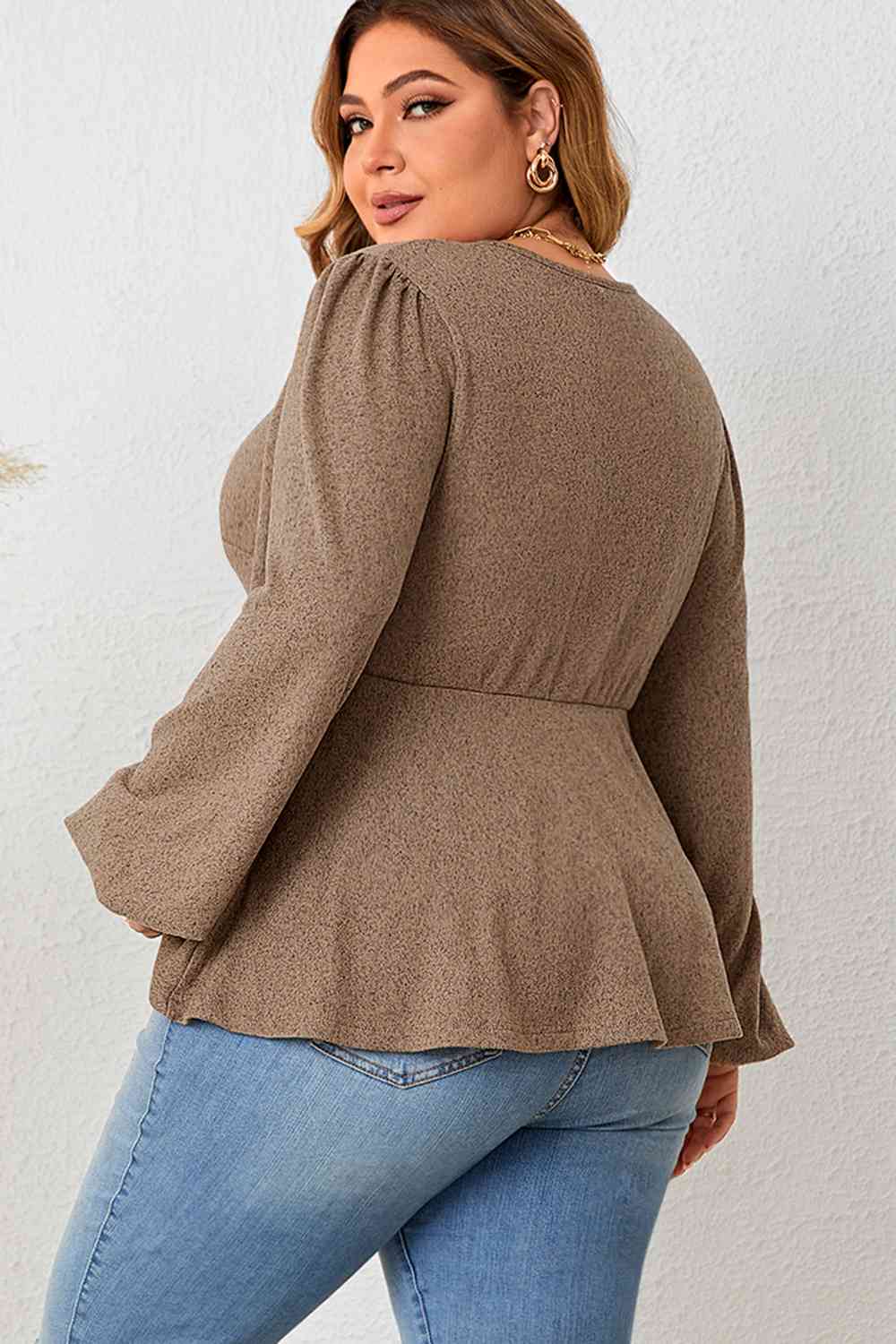 Plus Size Twist Front Balloon Sleeve Blouse - AllIn Computer