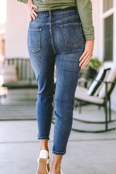 Slim Cropped Jeans with Pockets - AllIn Computer