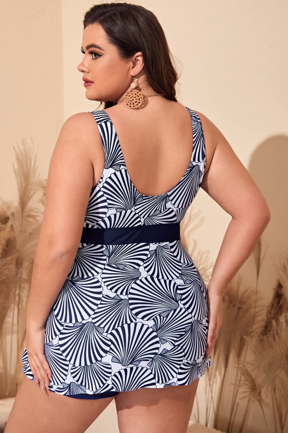 Plus Size Printed Sleeveless Top and Shorts Swim Set - AllIn Computer