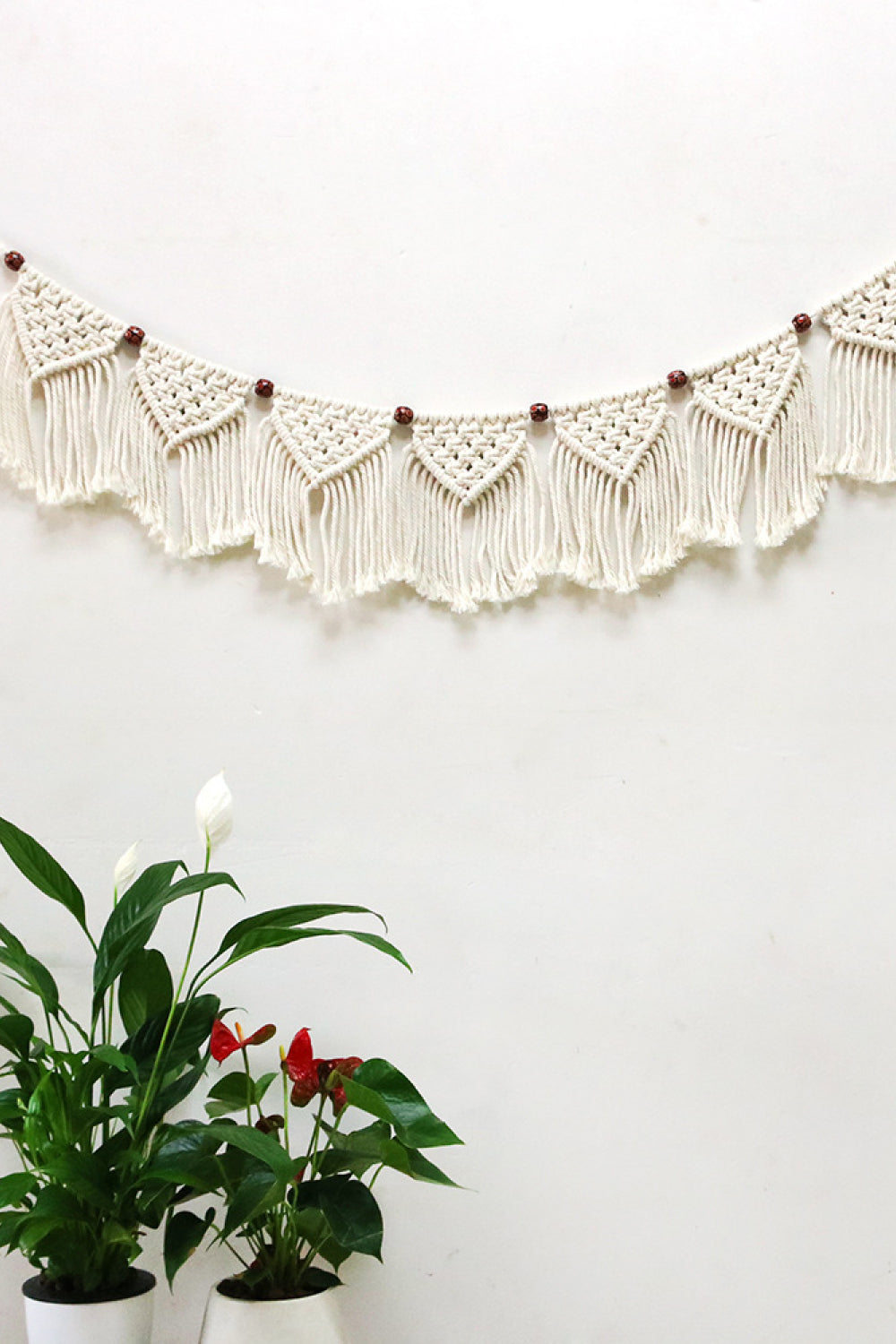 Beaded Trim Macrame Fringe Hanging Wall Piece - AllIn Computer