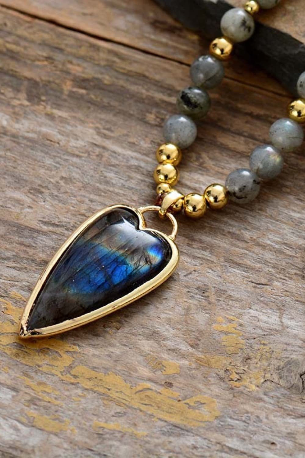 Natural Stone Pendant Beaded Necklace - AllIn Computer