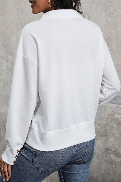 Johnny Collar Dropped Shoulder Blouse - AllIn Computer