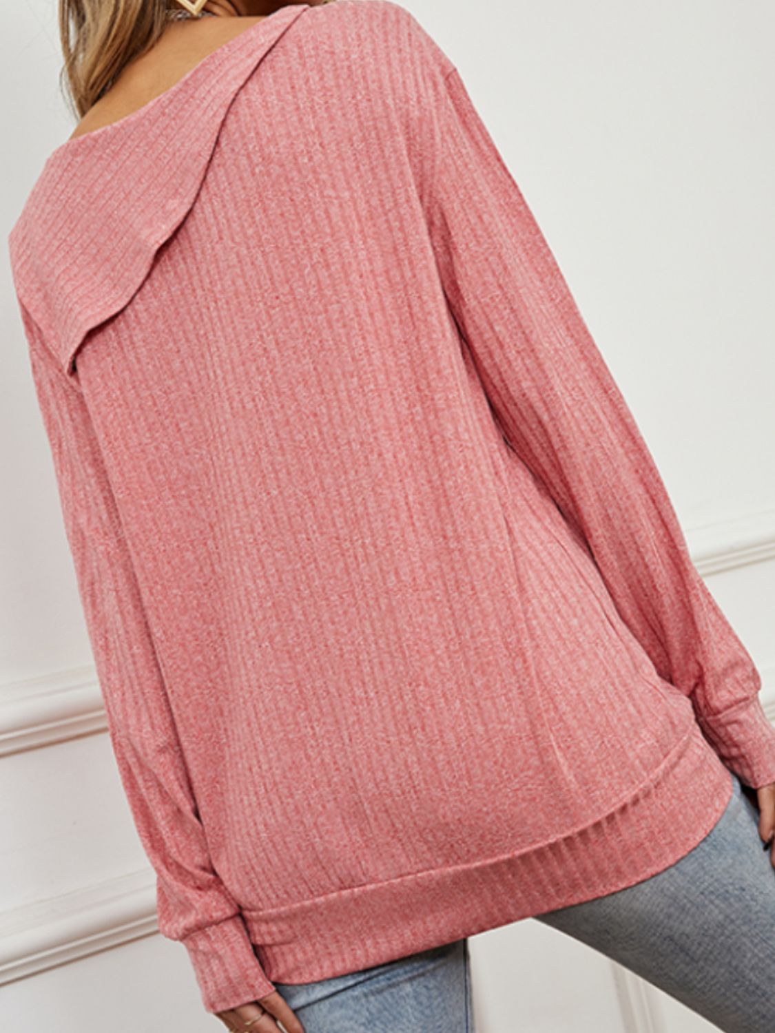 Asymmetrical Round Neck Buttoned Dropped Shoulder Tee - AllIn Computer