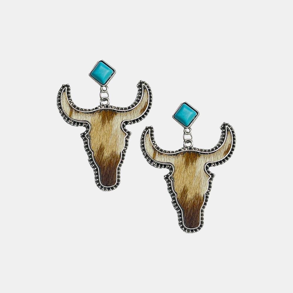 Bull Shape Turquoise Dangle Earrings - AllIn Computer
