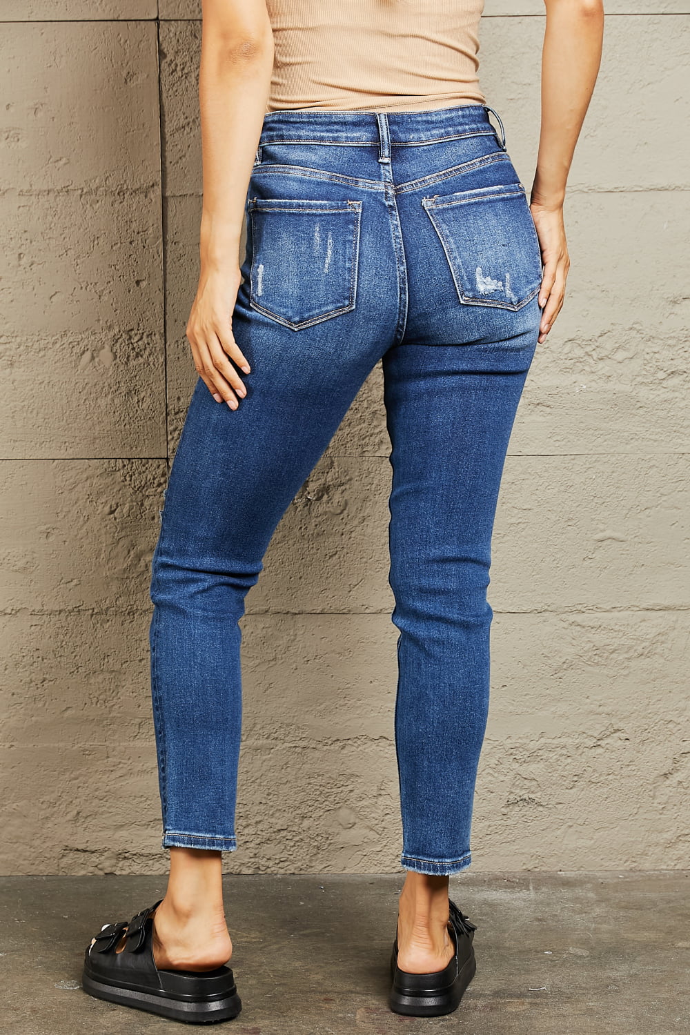 BAYEAS Mid Rise Distressed Slim Jeans - AllIn Computer