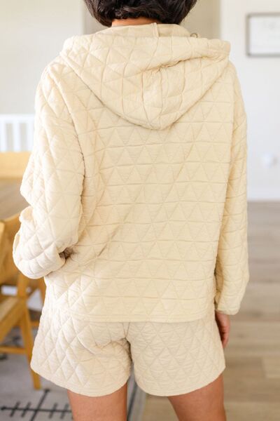 Geometric Drawstring Hoodie and Shorts Set - AllIn Computer