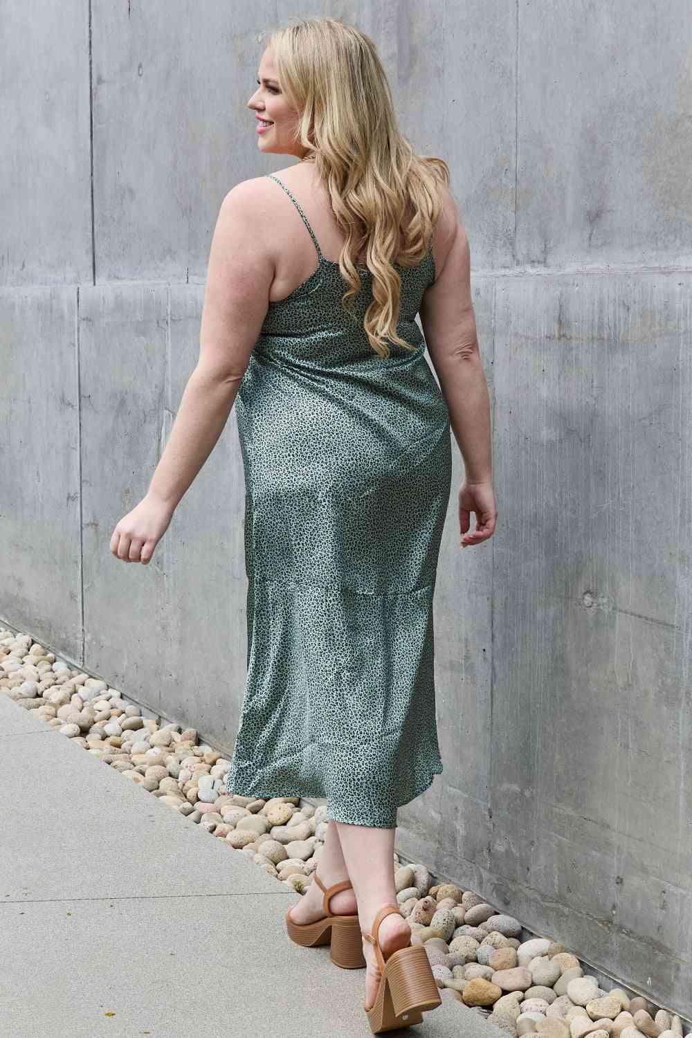 Jade By Jane Wild Thing Full Size Satin Midi Slit Dress - AllIn Computer