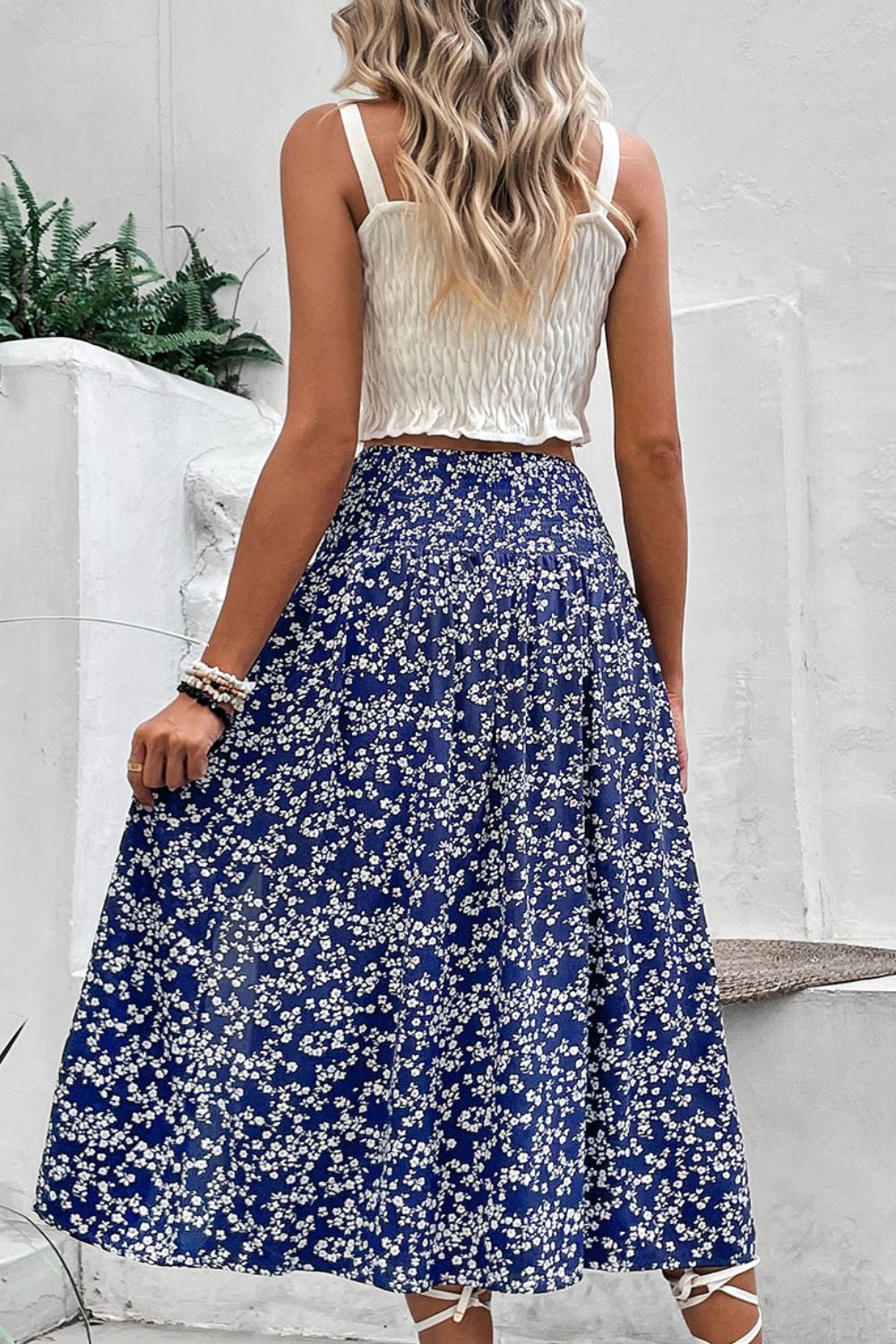 Ditsy Floral Slit High Waist Skirt - AllIn Computer