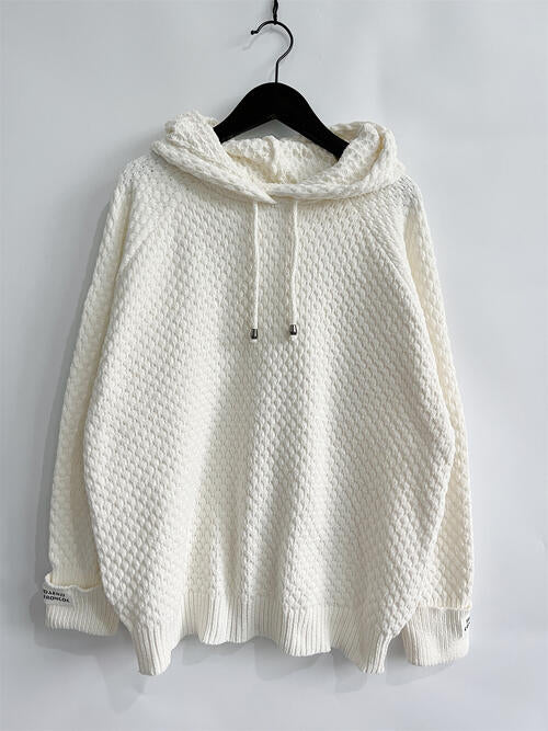 Drawstring Long Sleeve Hooded Sweater - AllIn Computer