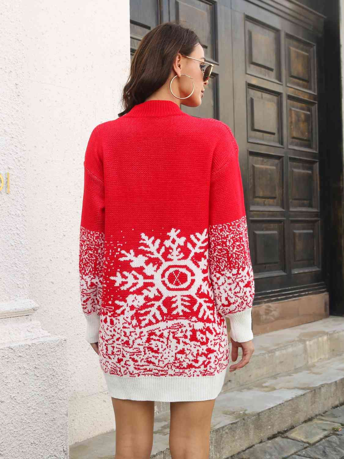 Snowflake Pattern Sweater Dress - AllIn Computer