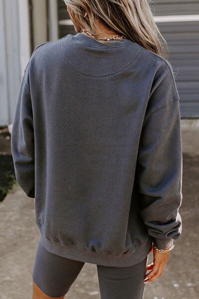 Round Neck Drop Shoulder Sweatshirt and Shorts Set - AllIn Computer