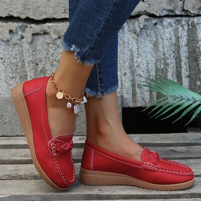 Weave Wedge Heeled Loafers - AllIn Computer