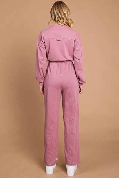 Culture Code Full Size Button Up Drawstring Waist Straight Jumpsuit - AllIn Computer