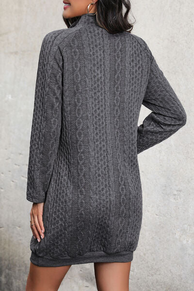 Cable-Knit Mock Neck Dress - AllIn Computer