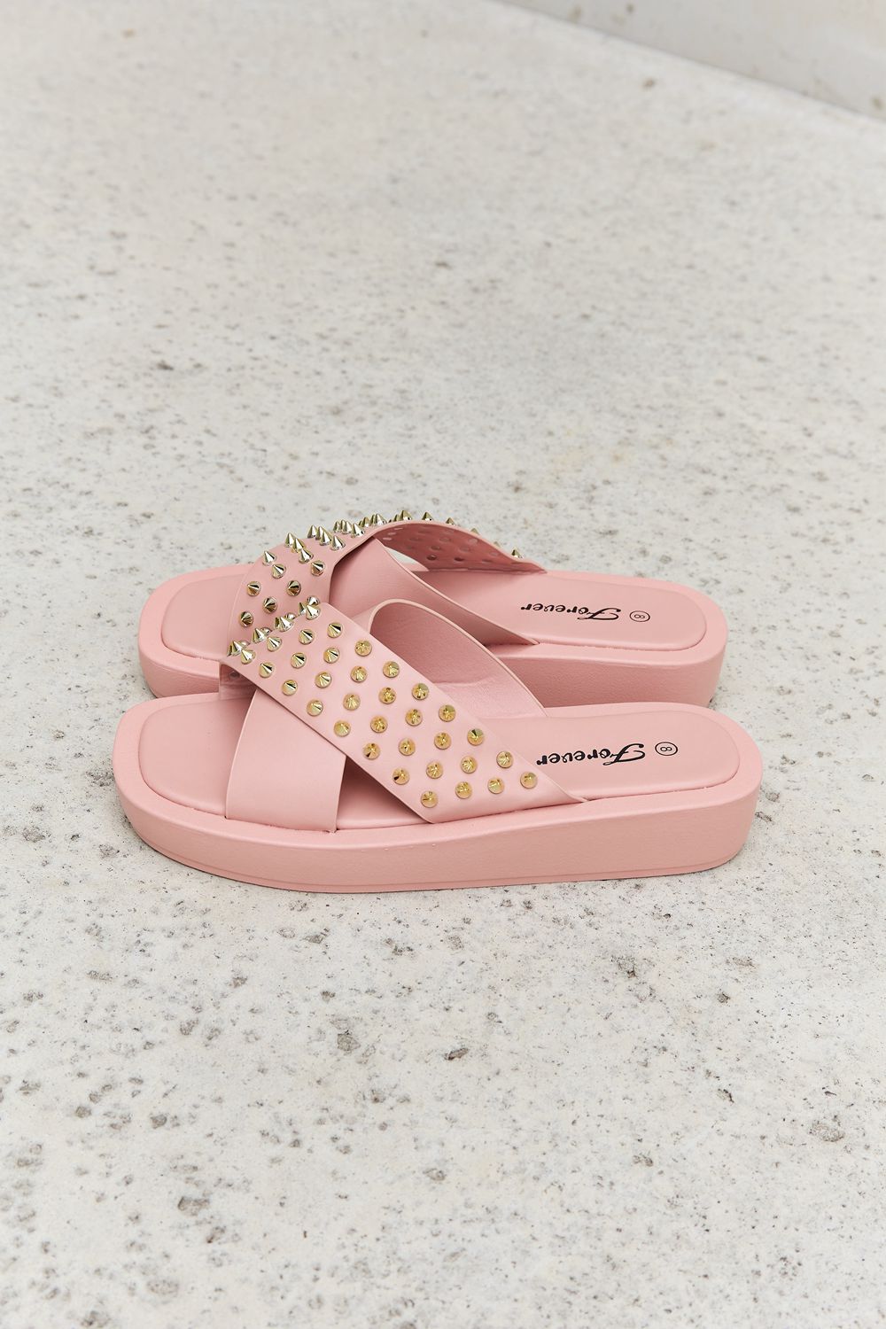 Forever Link Studded Cross Strap Sandals in Blush - AllIn Computer