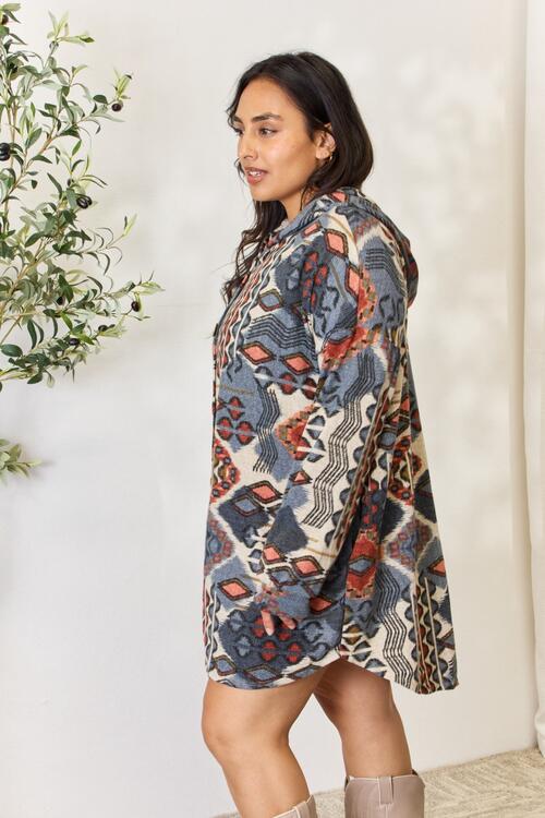 Heimish Full Size Printed Button Up Hooded Jacket - AllIn Computer
