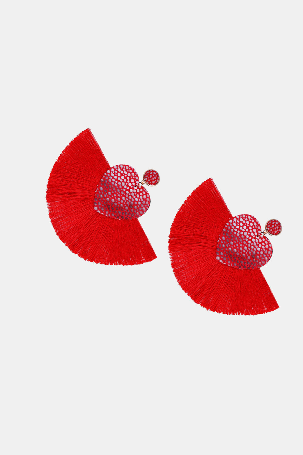 Heart Shape Fringed Dangle Earrings - AllIn Computer