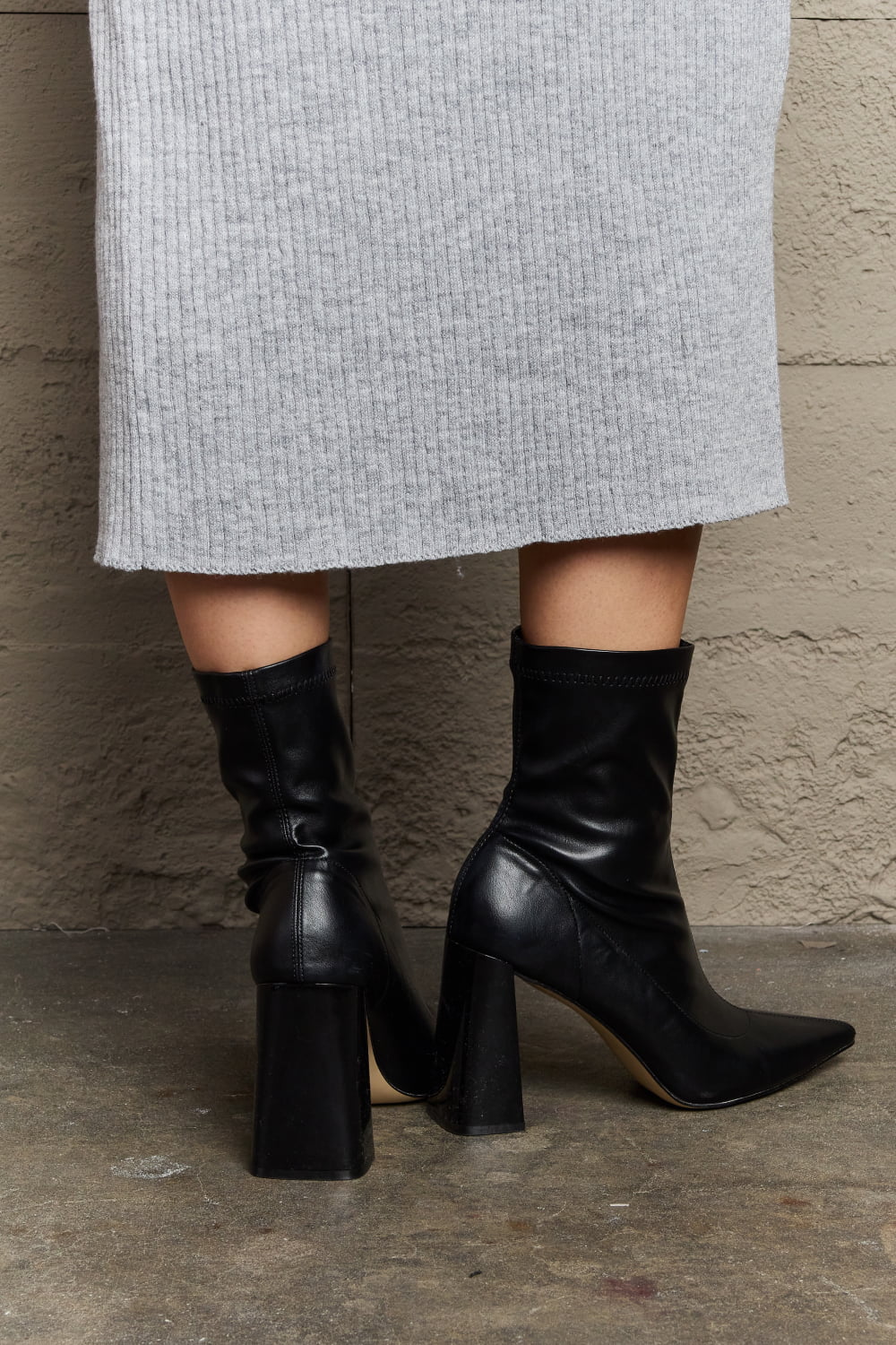 Weeboo Stacy Block Heel Sock Boots - AllIn Computer