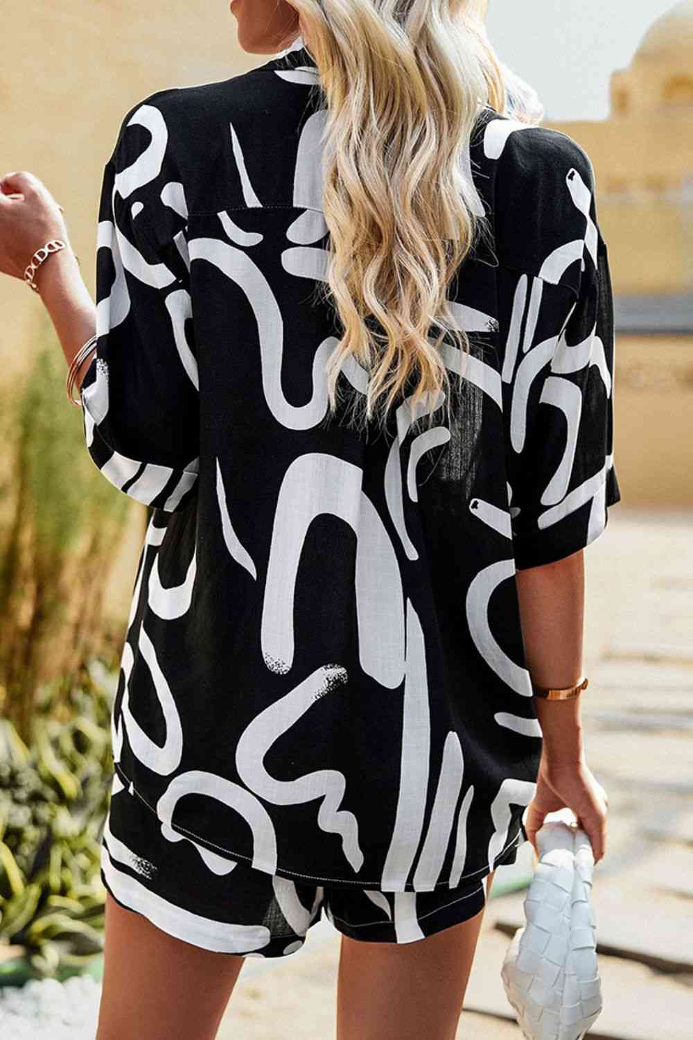Printed Dropped Shoulder Shirt and Shorts Set - AllIn Computer