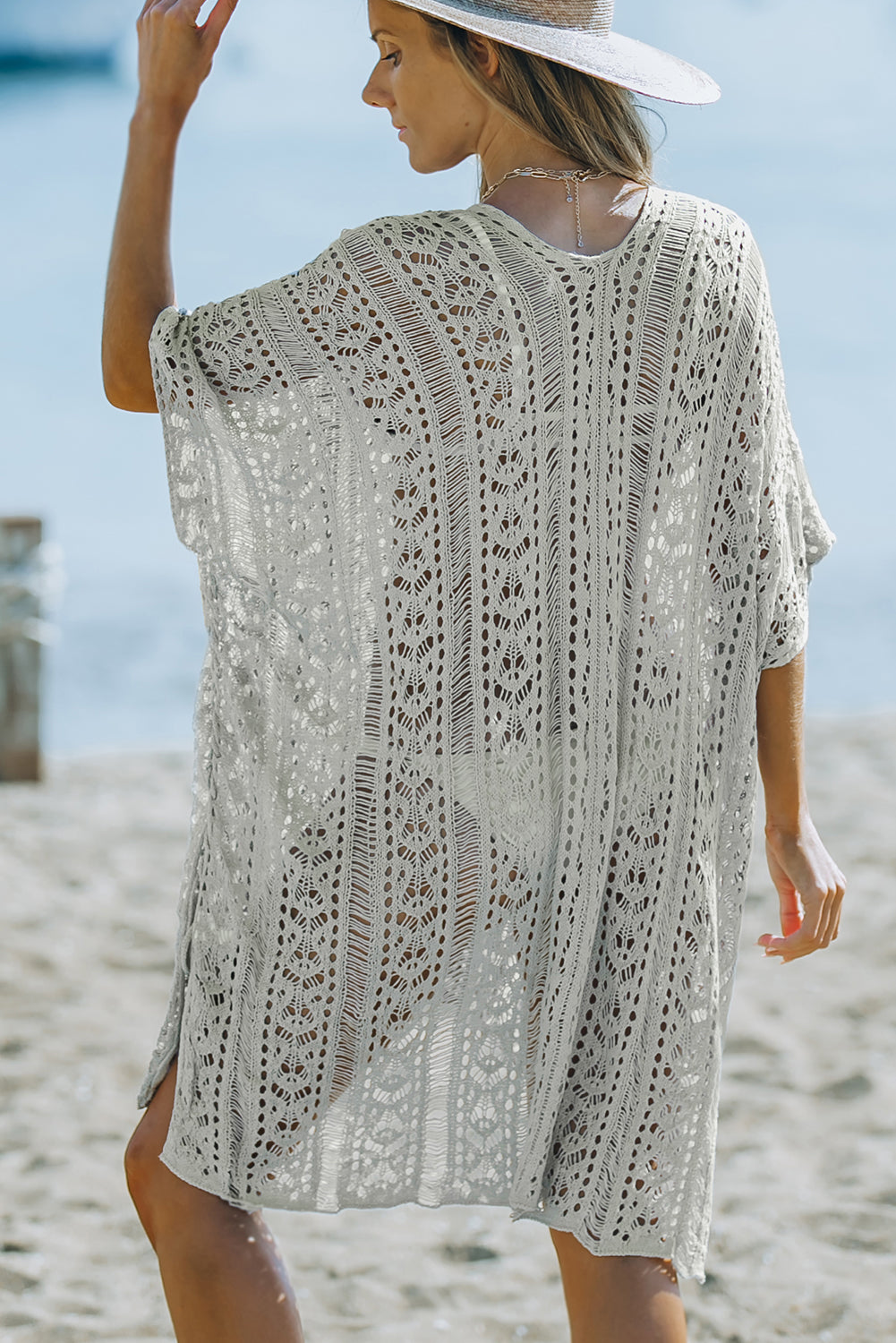 Openwork V-Neck Slit Cover Up - AllIn Computer
