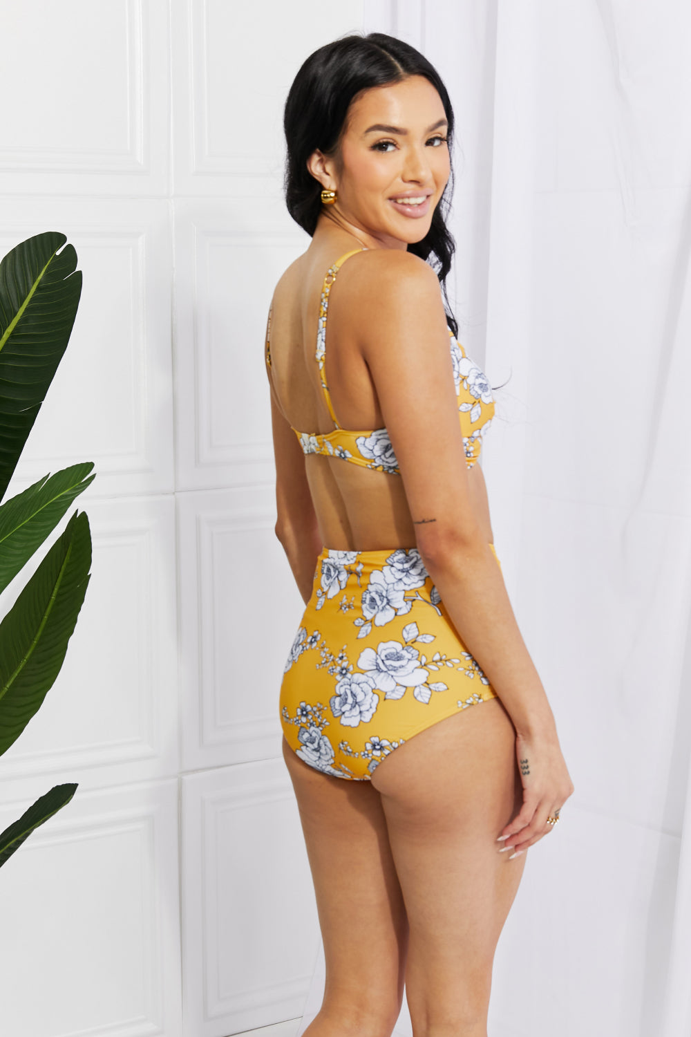 Marina West Swim Take A Dip Twist High-Rise Bikini in Mustard - AllIn Computer