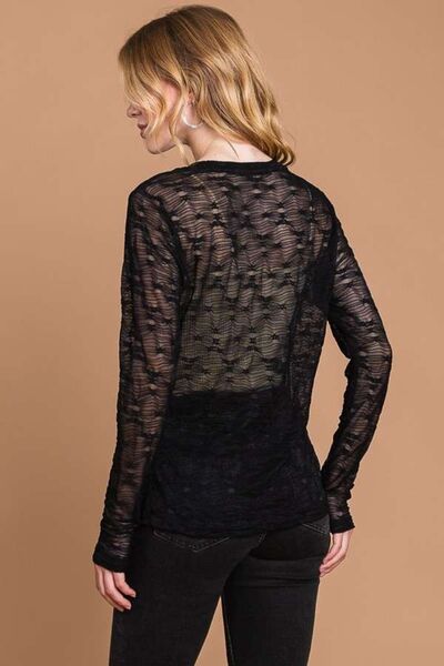 Culture Code Full Size Round Neck Mesh Perspective Top - AllIn Computer